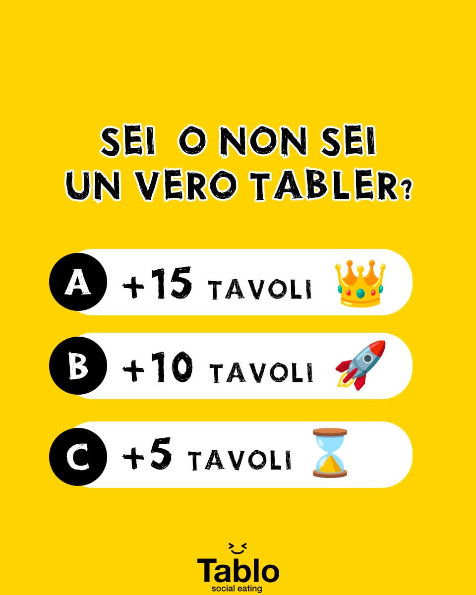 Scopriamo se sei un vero Tabler! Quante serate hai condiviso con la nostra community? Scrivilo nei commenti 👇